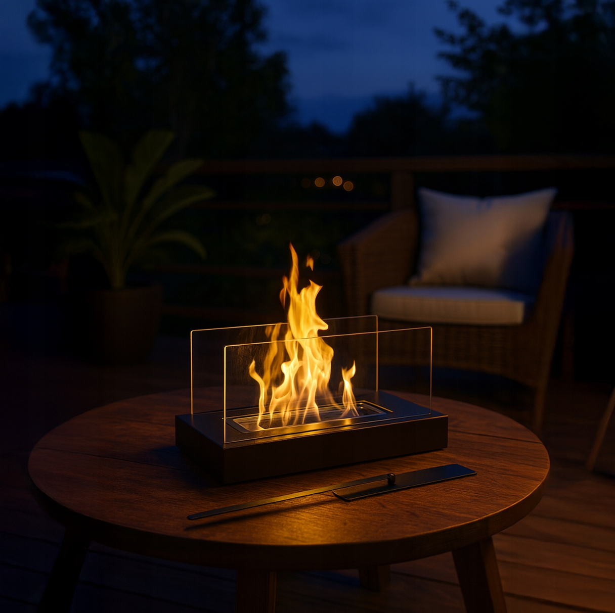 Biokominek wolnostojący czarny prostokąt - obrazek 4