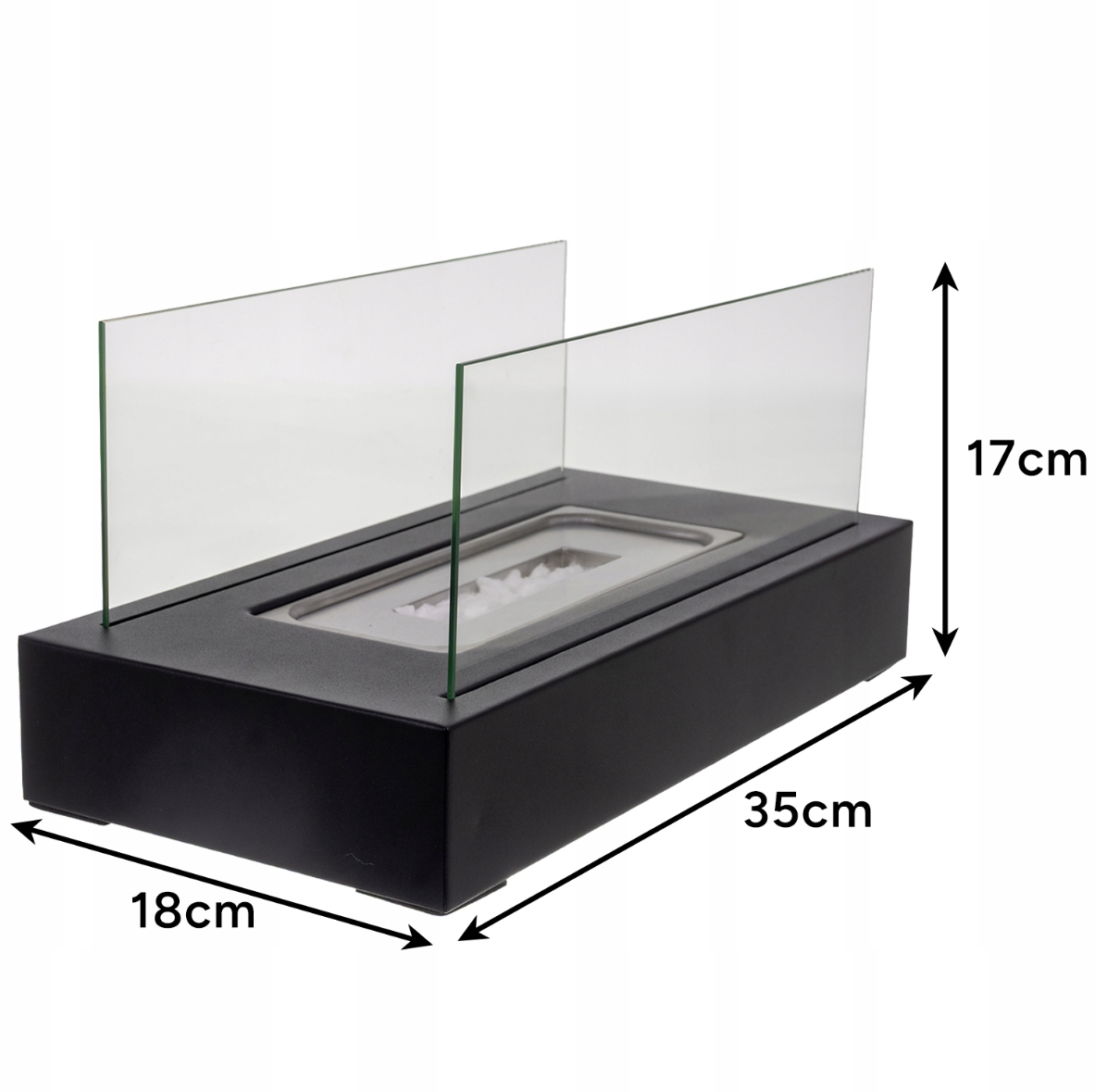 Biokominek wolnostojący czarny prostokąt - obrazek 2